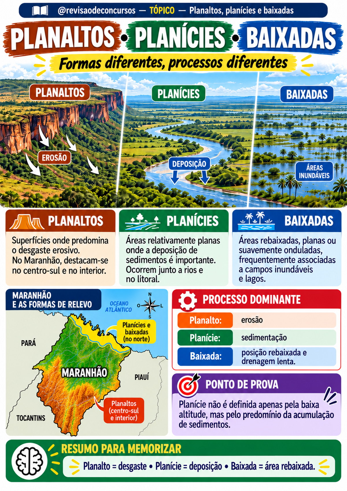 Amostra — Planaltos, planícies e baixadas