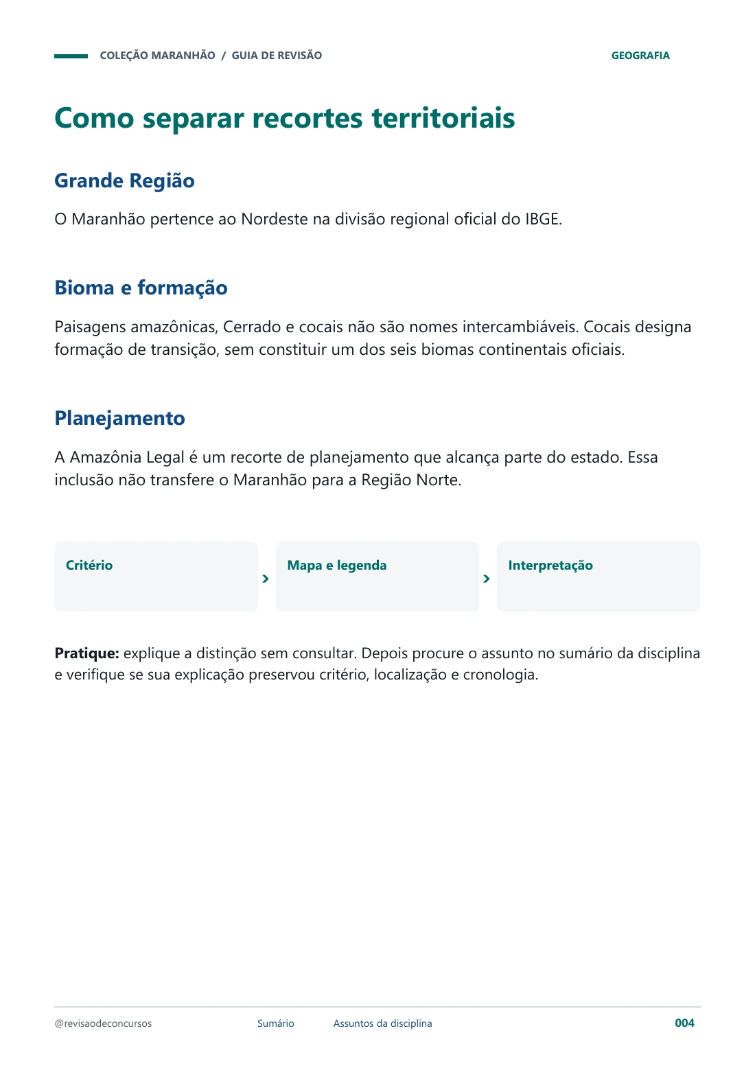 Guia · Recortes territoriais