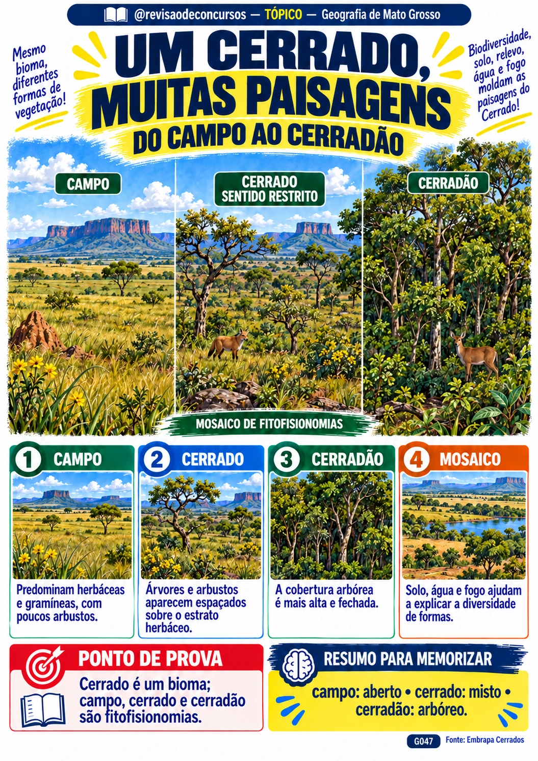 Ficha ilustrada sobre as fitofisionomias do Cerrado