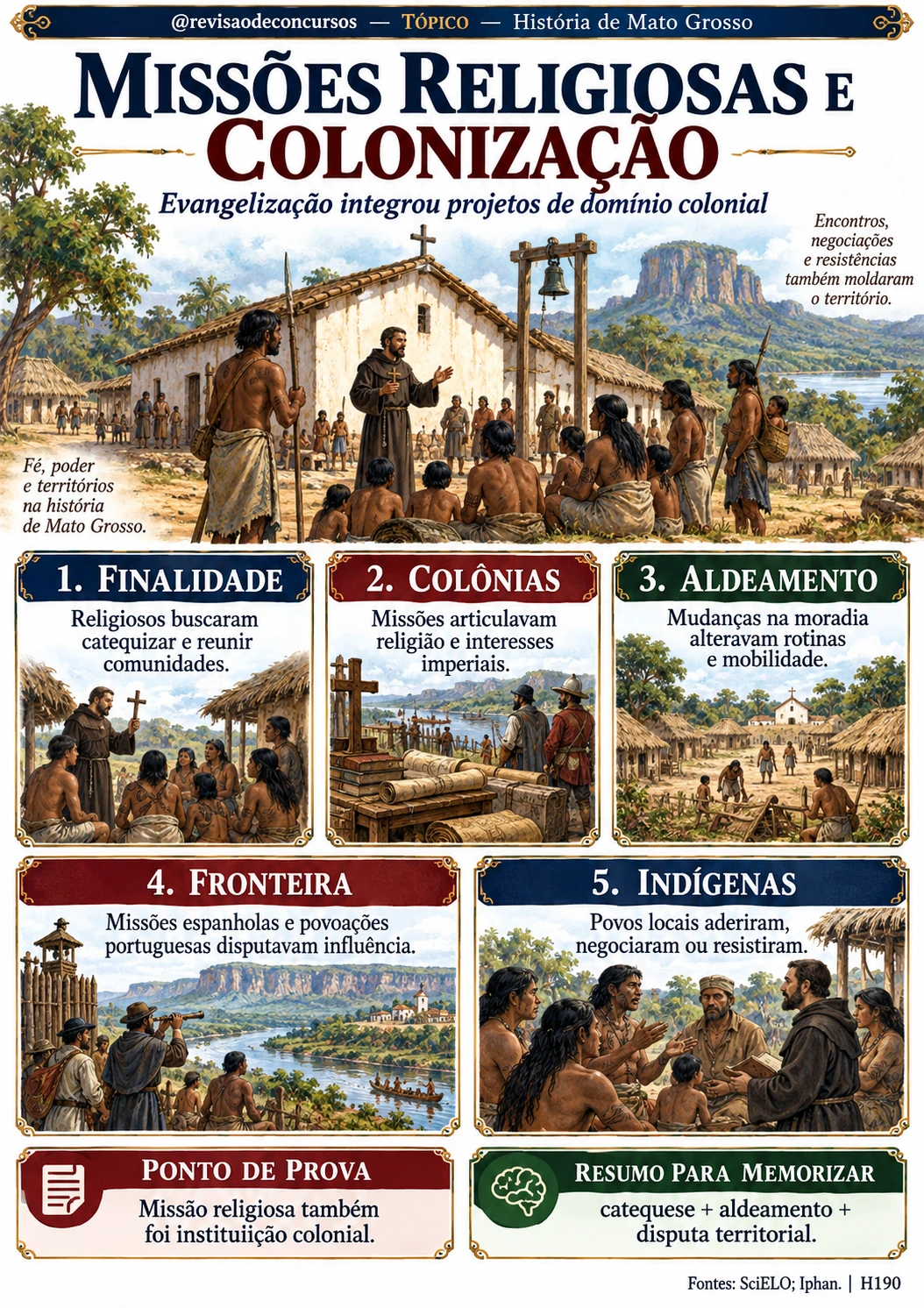 Ficha sobre missões religiosas e colonização