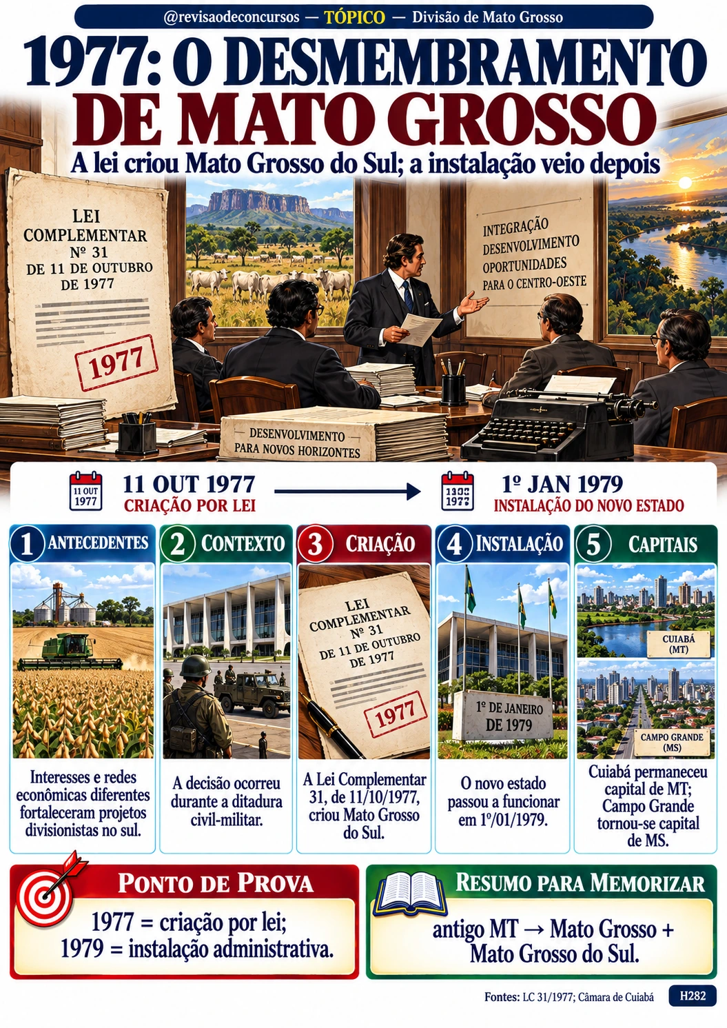 Ficha ilustrada sobre o contexto da divisão de Mato Grosso