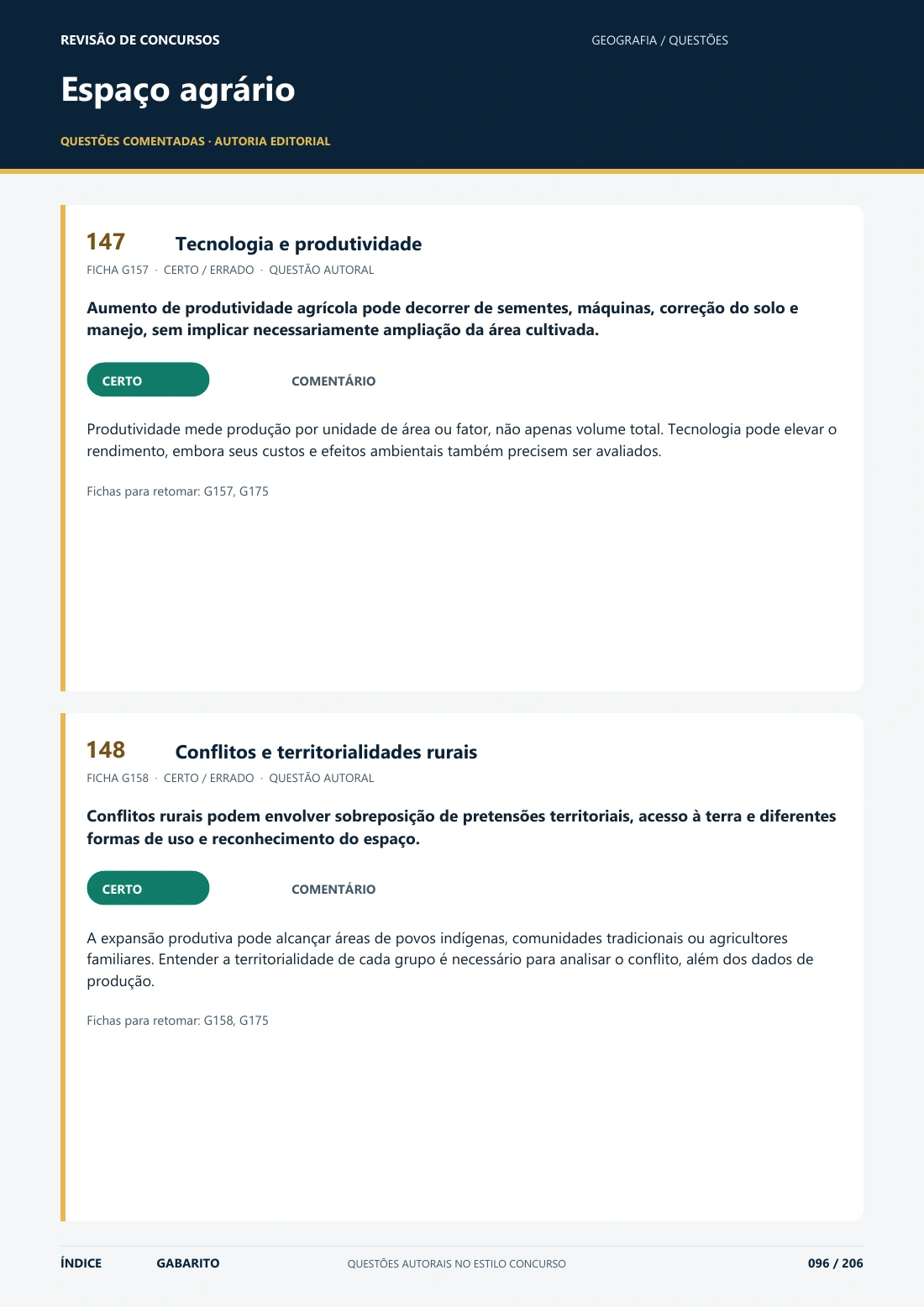 Questão comentada de Geografia sobre espaço agrário