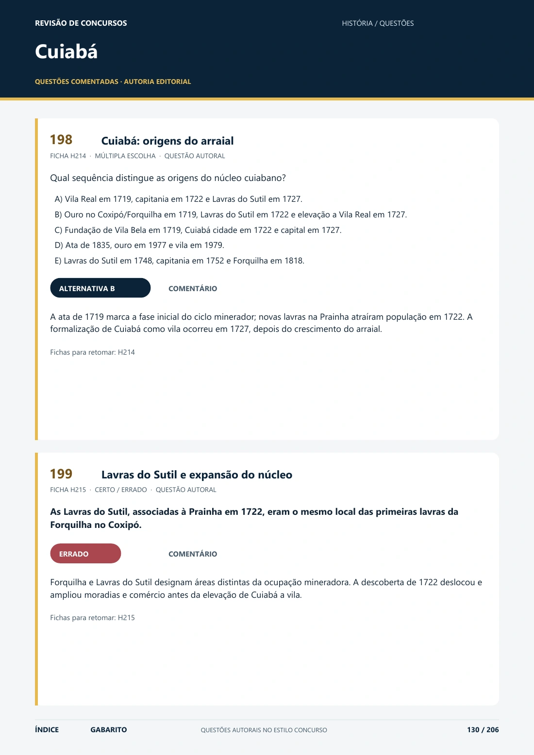 Questão comentada de História sobre Cuiabá