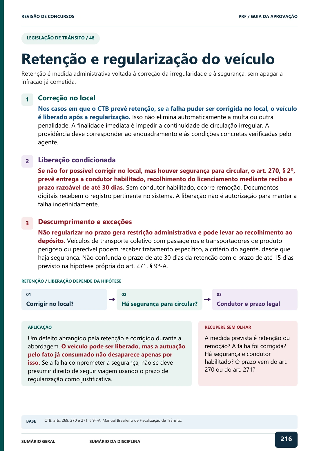 Retenção e regularização do veículo — página 216